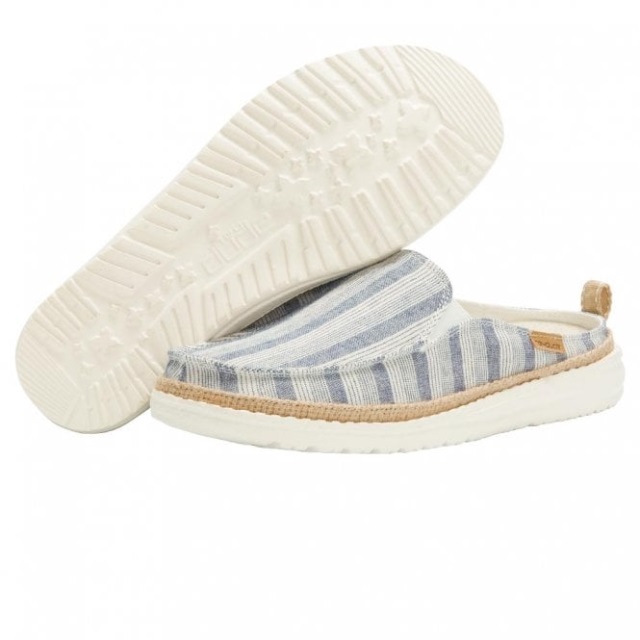 Heydude Lexi Ränder Bomullsblå Slip-on Mule