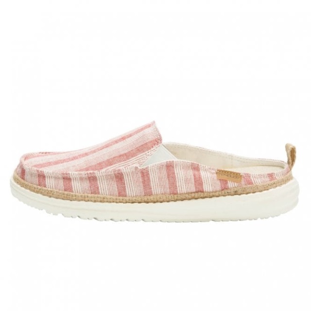 Heydude Lexi Ränder Bomullsröd Slip-on Mule