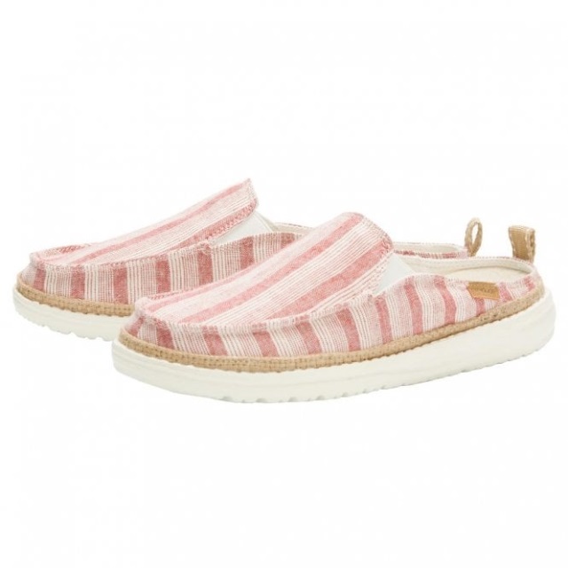 Heydude Lexi Ränder Bomullsröd Slip-on Mule