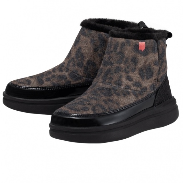 Heydude Mel Ungdom Ullblandning Leopard Svart