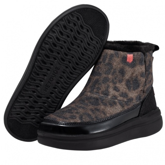 Heydude Mel Ungdom Ullblandning Leopard Svart