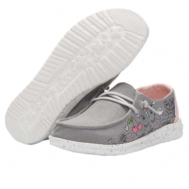 Heydude Wendy Ungdom Chambray Doodle Grå